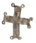 Medieval Pilgrim's Christian Lead Amulet, 11th -14th century; length cm 5; With the crucifixion of Jesus. Usually this kind of amulet was worn as char...