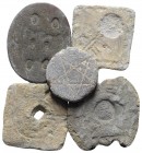 Five Medieval Lead Seals; 11th -14th century; length max cm 3,5.