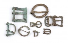 Collection of Eight Medieval Bronze Buckles, 12th - 15th century; length cm 1,5 to cm 4,5.