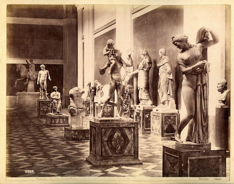 Four rare early photographs of finds from Pompeii and works from the Farnese's C...