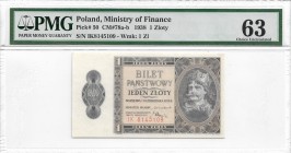 II Republic of Poland, 1 zloty 1938 - PMG 63