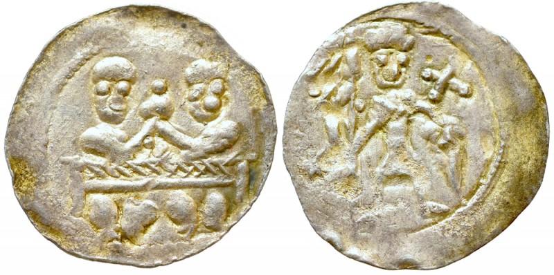 Bolislaus IV, Denarius
Bolesław IV Kędzierzawy, Denar - Dwóch za stołem
 Bardz...