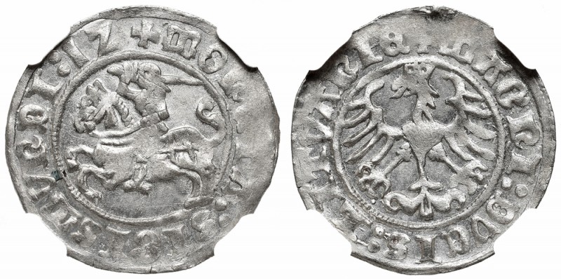 Sigismund I, Half-groat 1512, Vilnius - NGC MS63
Zygmunt I Stary, Półgrosz 1512...
