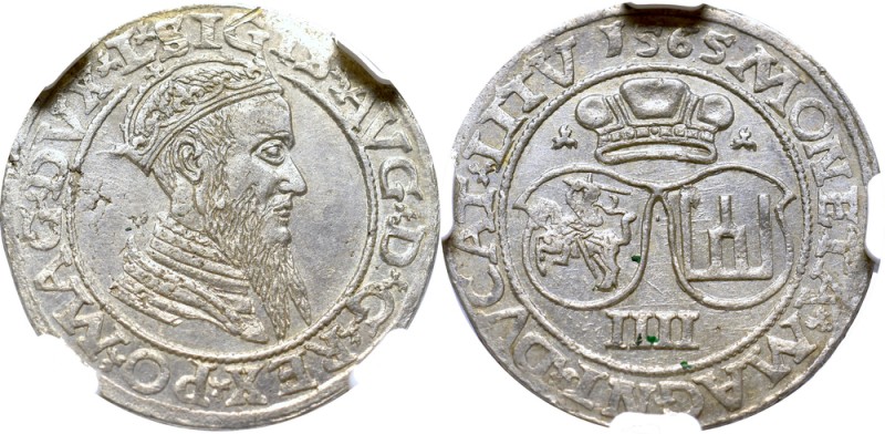 Sigismund II Augustus, 4 groschen 1565, Vilnius - L/LITV NGC MS61
Zygmunt II Au...