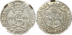 Sigismund II Augustus, 3 groschen 1563, Vilnius - NGC MS61 2-MAX