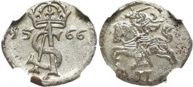 Sigismundus II Augustus, 2 denar 1566, Vilnius - NGC MS64 MAX