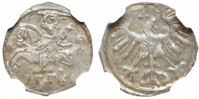 Sigismund II August, Denarius 1556, Vilnius - NGC MS63 MAX R/R2/R3