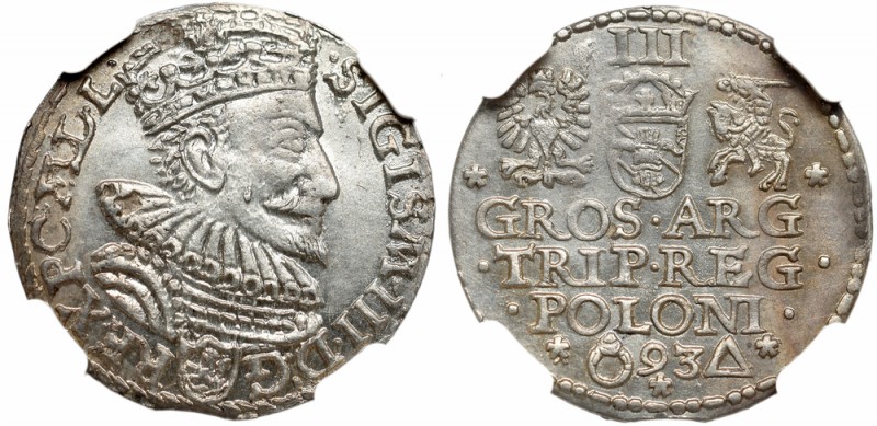 Sigismund III Vasa, 3 groschen 1593, Marienburg - NGC AU58
Zygmunt III Waza, Tr...