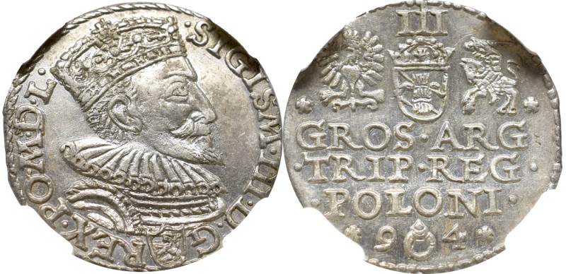 Sigismund III Vasa, 3 groschen 1594, Marienburg - NGC MS62
Zygmunt III Waza, Tr...