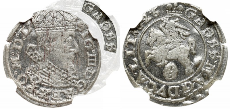 Sigismund III Vasa, Groschen 1626, Vilnius - overstrike GO/RR/OSS NGC MS62
Zygm...