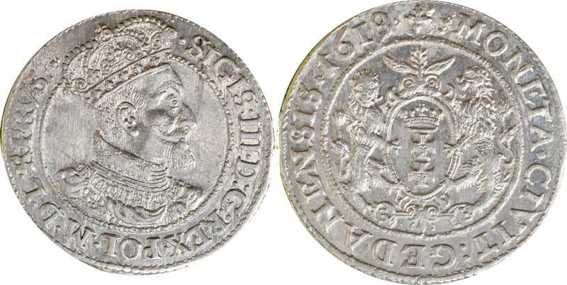 Sigismund III, 18 groschen 1619, Danzig - date ovestriked
Zygmunt III Waza, Ort...
