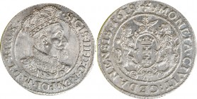 Sigismund III, 18 groschen 1619, Danzig - date ovestriked R1