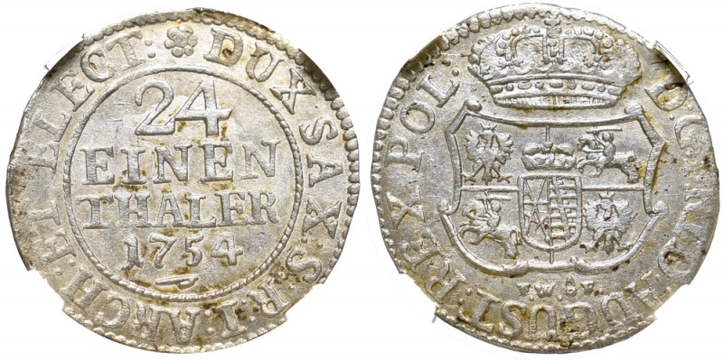 Polen/Saxony, Friedrich August II, 1/24 thaler 1754, Dresden - NGC MS65
August ...