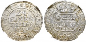 Polen/Saxony, Friedrich August II, 1/24 thaler 1754, Dresden - NGC MS65