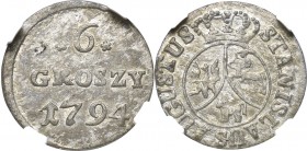 Stanislaus Augustus, 6 groschen 1794 - NGC UNC Details