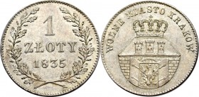 Wolne Miasto Kraków, 1 złoty 1835, Wiedeń R2