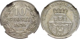 Wolne Miasto Kraków, 10 groszy 1835 - NGC MS62