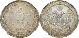 Poland under Russia, Nicholas I, 1-1/2 rouble=10 zloty 1836, Petersburg - NGC AU55