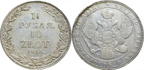 Poland under Russia, Nicholas I, 1-1/2 rouble=10 zloty 1836, Petersburg