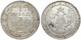 Poland under Russian occupation, Nicholas I, 3/4 rouble=5 zloty 1833, Petersburg