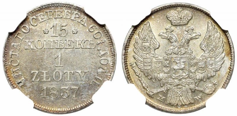 Poland under Russian occupation, Nicholas I, 15 kopecks=1 zloty 1837, Warsaw - N...