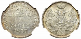 Poland under Russian occupation, Nicholas I, 15 kopecks=1 zloty 1837, Warsaw - NGC MS63+ 2-MAX