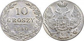 Poland under Russia, Nicholas I, 10 groschen 1840