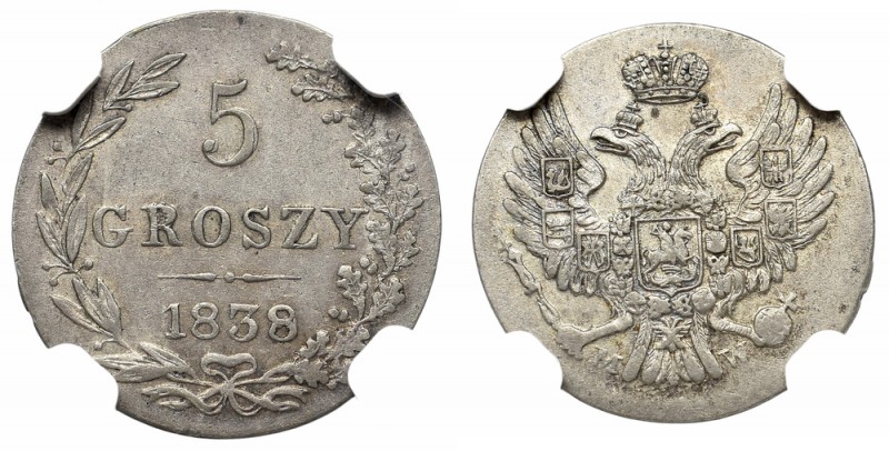 Kingdom of Poland, Nicholas I, 5 groschen 1838 - NGC AU55
Królestwo Polskie, Mi...