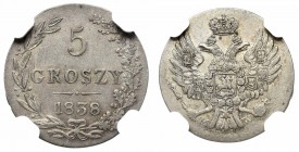 Kingdom of Poland, Nicholas I, 5 groschen 1838 - NGC AU55 MAX