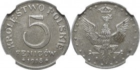 Kingdom of Poland, 5 pfennig 1918 - NGC MS62
