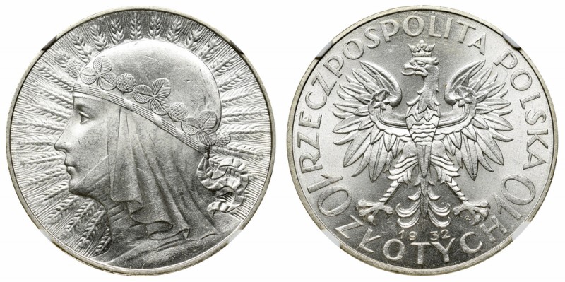II Republic of Poland, 10 zloty 1932 - NGC MS62
II Rzeczpospolita, 10 złotych 1...