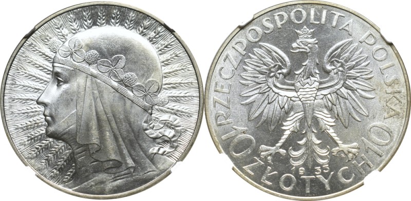 II Republic of Poland, 10 zlotych 1933 - NGC MS62
II Rzeczpospolita, 10 złotych...