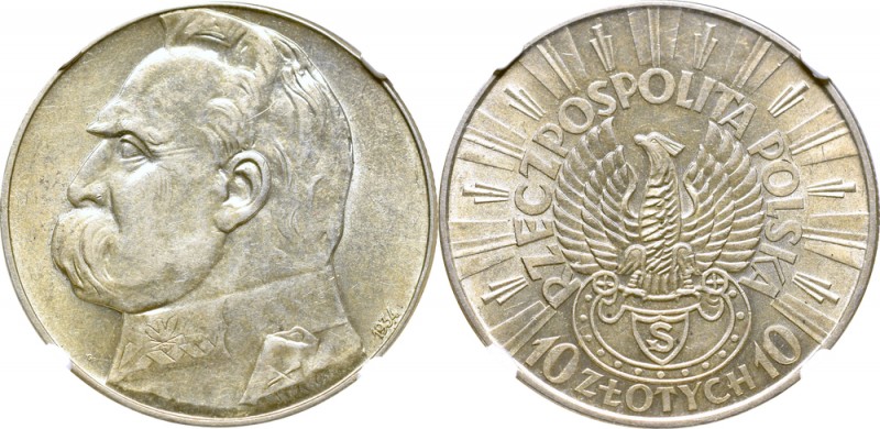 II Republic of Poland, 10 zloty 1934 - NGC AU58
II Rzeczpospolita, 10 złotych 1...