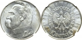 II Republic of Poland, 10 zloty 1936 Pilsudski - NGC MS64 2-MAX