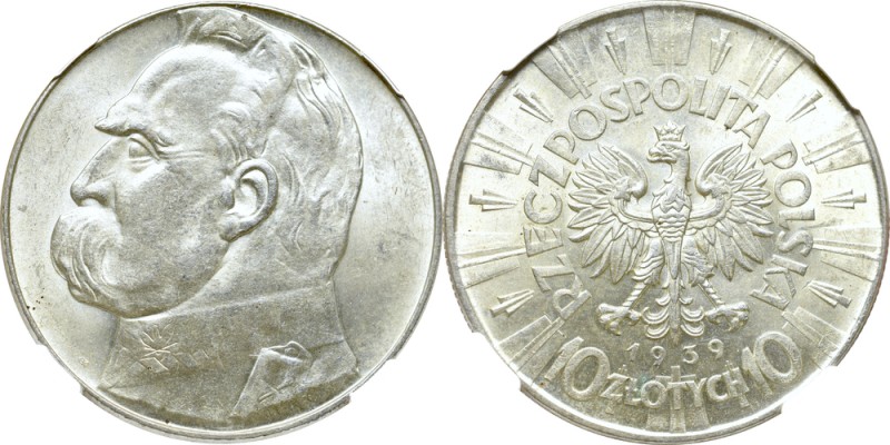II Republic of Poland, 10 zloty 1939 Pilsudski - NGC MS61
II Rzeczpospolita, 10...