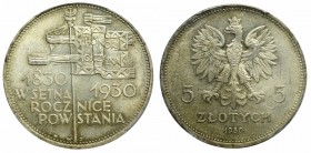 II Republic of Poland, 5 zloty 1930 November uprising - PCGS MS63