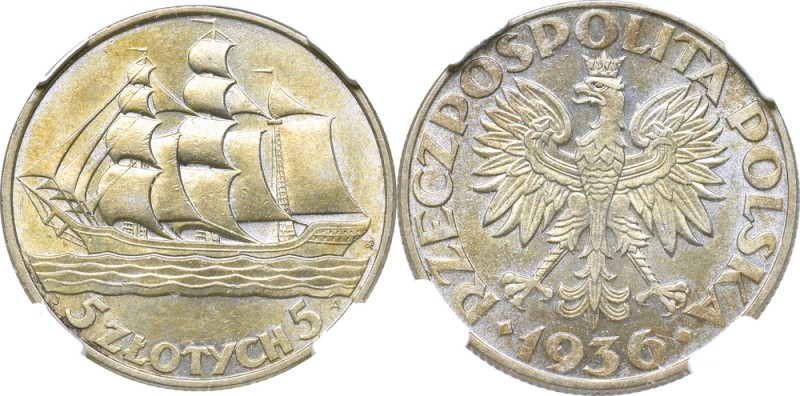 II Republic of Poland, 5 zloty 1936 Ship - NGC AU58
II Rzeczpospolita, 5 złotyc...