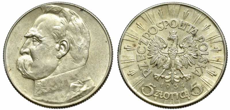 II Republic of Poland, 5 zloty 1934 Pilsudski
II Rzeczpospolita, 5 złotych 1934...