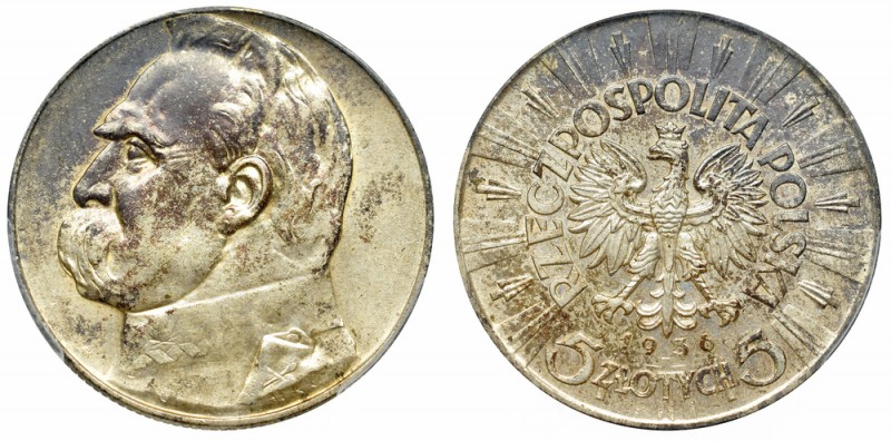 II Republic of Poland, 5 zloty 1936 Pilsudski - PCGS MS62
II Rzeczpospolita, 5 ...