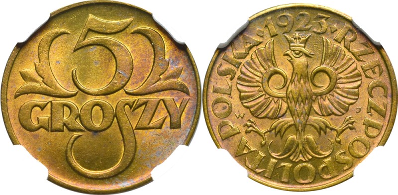 II Republic of Poland, 5 groschen 1923 - NGC MS66
II Rzeczpospolita, 5 groszy 1...