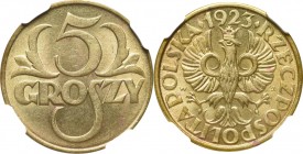 II Republic of Poland, 5 groschen 1923 - NGC MS63