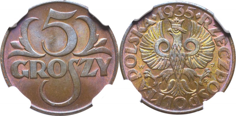 II Republic of Poland, 5 groschen 1935 - NGC MS66 BN
II Rzeczpospolita, 5 grosz...