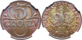 II Republic of Poland, 5 groschen 1935 - NGC MS66 BN MAX