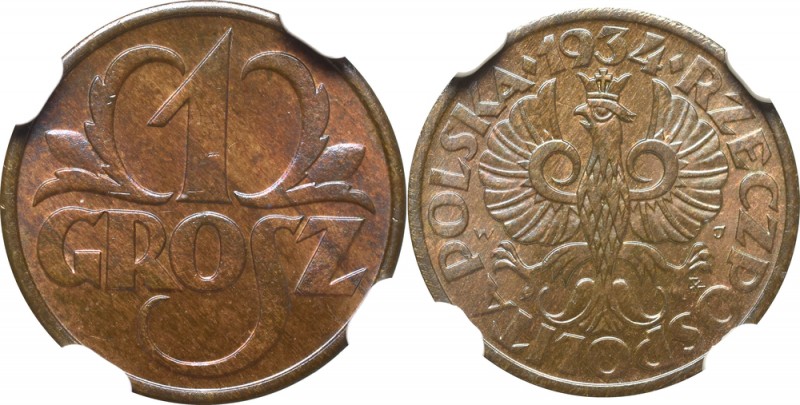 II Republic of Poland, 1 groschen 1934 - NGC MS66 BN
II Rzeczpospolita, 1 grosz...