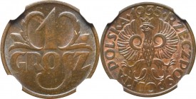 II Republic of Poland, 1 groschen 1935 - NGC MS64 BN