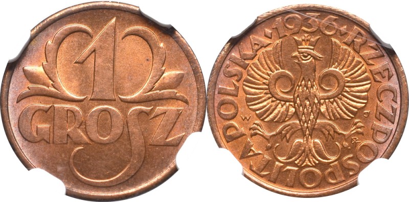 II Republic of Poland, 1 groschen 1936 - NGC MS66 RD
II Rzeczpospolita, 1 grosz...