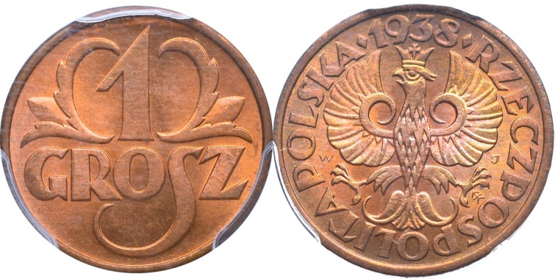 II Republic of Poland, 1 groschen 1938 - NGC MS66 RD
II Rzeczpospolita, 1 grosz...