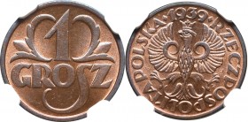 II Republic of Poland, 1 groschen 1939 - NGC MS66 RD 2-MAX