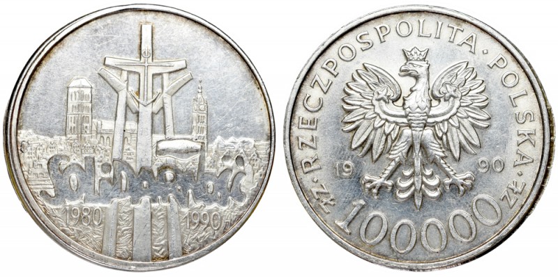 III Republic of Poland, 100000 zloty 1990 Solidarność - Mint error
III Rzeczpos...