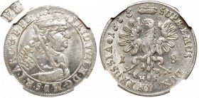 Germany, Brandenburg-Prussia, Friedrich Wilhelm, 18 groschen 1685, Königsberg - overstrike E on L NGC MS64 MAX